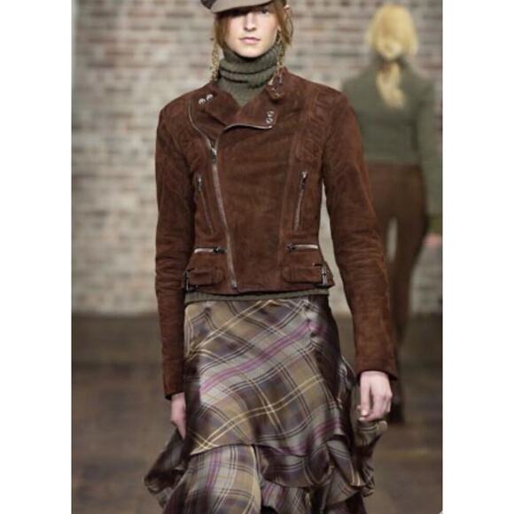 Ralph Lauren Collection Silk Midi Skirt 12 Asymmetrical Plaid Flowy Runway 2003 - Picture 5 of 13